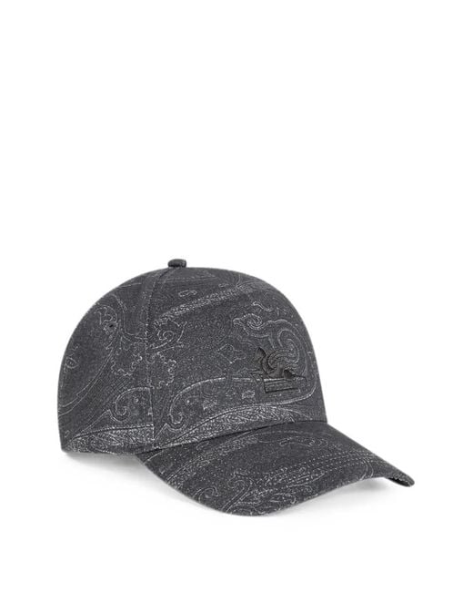 Etro Gray Pegaso Paisley Baseball Cap for men