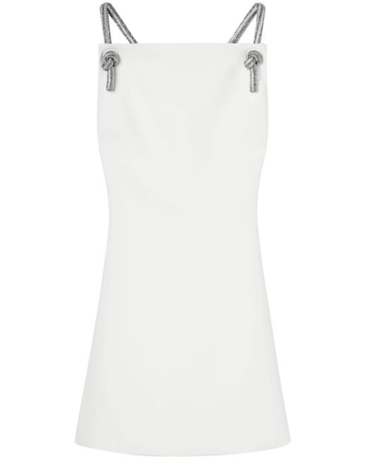Versace White Crystal-embellished Low-back Minidress