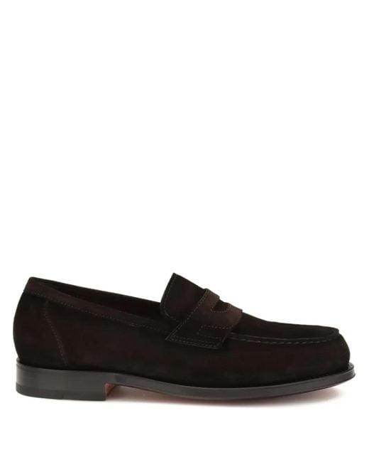 Santoni Black Suede Loafers for men