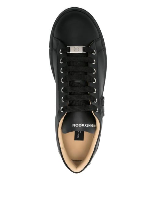 Philipp Plein Black Hexagon-Logo Sneakers