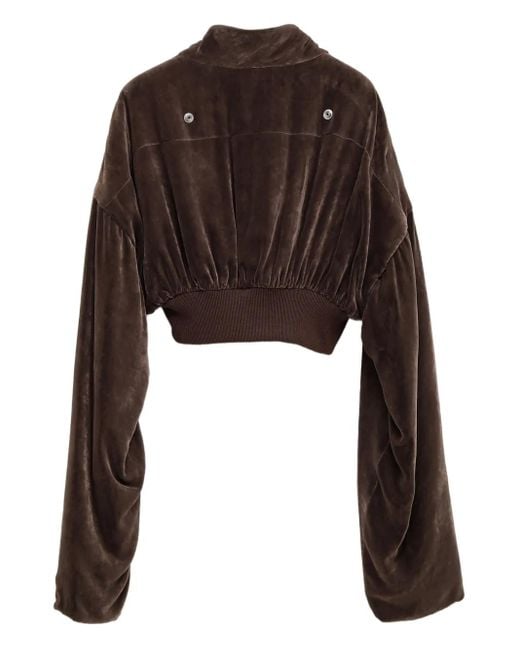 Rick Owens Black Velvet Zip-Front Cropped Jacket