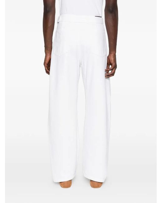 Lemaire White Bleached Denim Belt Trousers