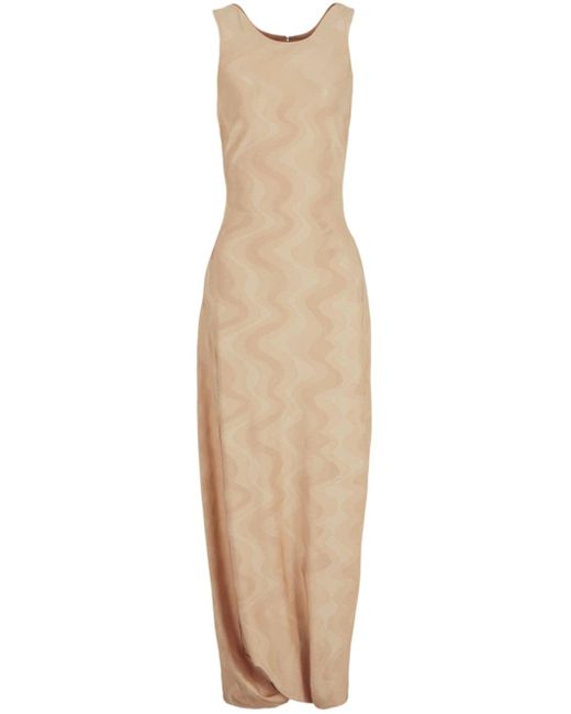 Giorgio Armani Natural Wave-print Round-neck Maxi Dress