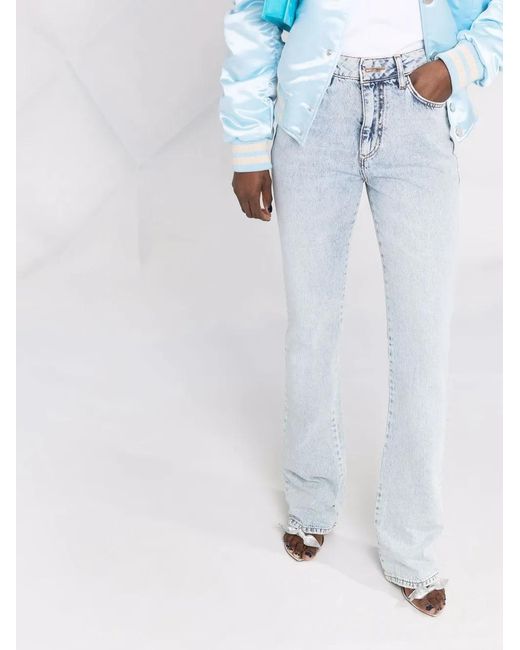 Philipp Plein Blue High-Waisted Flared Jeans