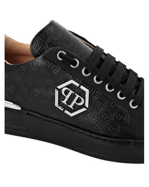 Philipp Plein Black Monogram Low-Top Sneakers