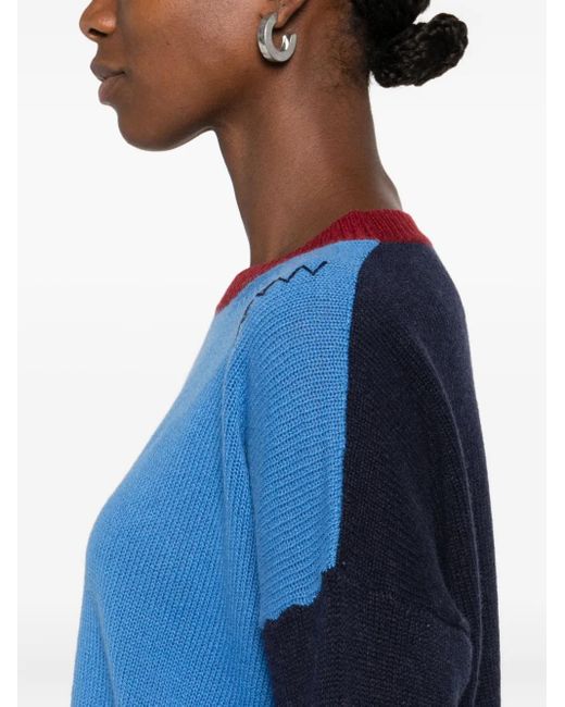 Marni Blue Kaschmirpullover in Colour-Block-Optik