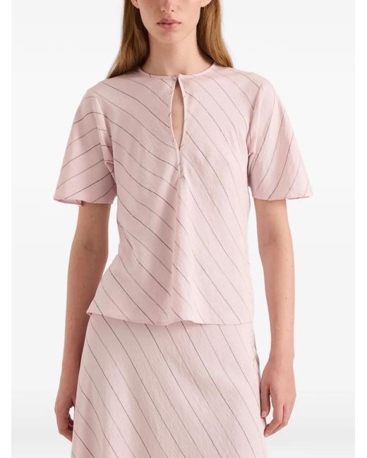 Proenza Schouler Pink Tasha Pinstripe-Print Blouse