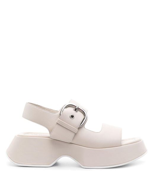 Vic Matié White Flatform Leather Sandals