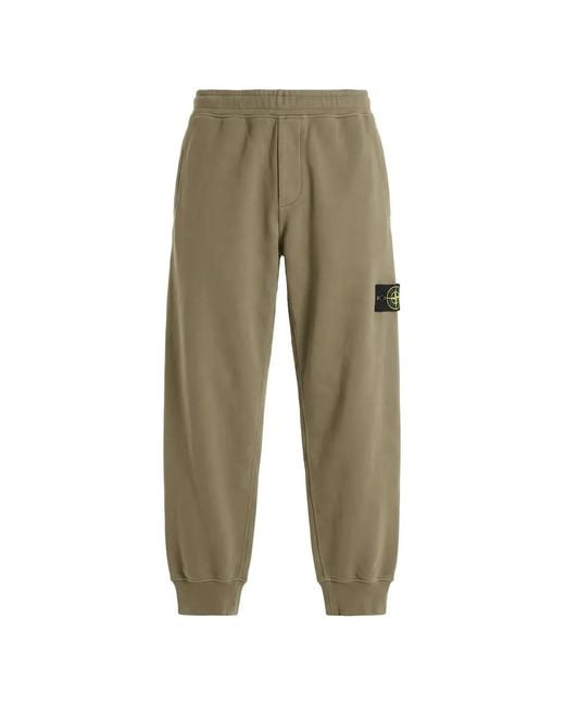 Stone Island Green Logo-Patch Track Pants for men