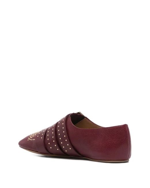 Chloé Brown Susanna Square-Toe Buckle Flat Pumps