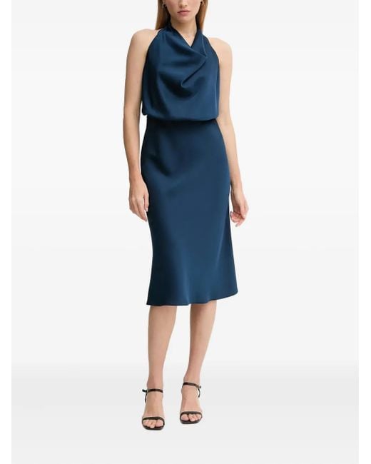 Sandro Ferrone ホルターネック ドレープドレス Blue