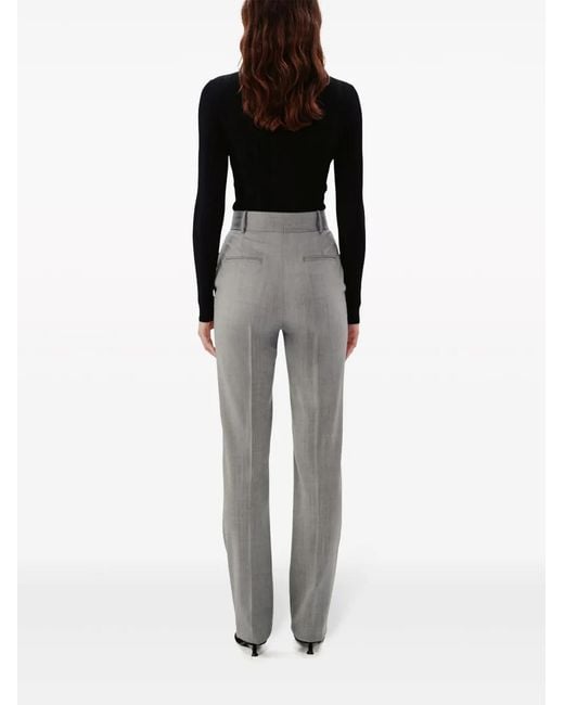 Another Tomorrow Gray Herringbone Straight-Leg Trousers