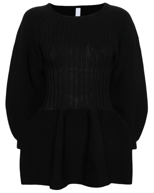 CFCL Black Long Puff-sleeves Mini Dress