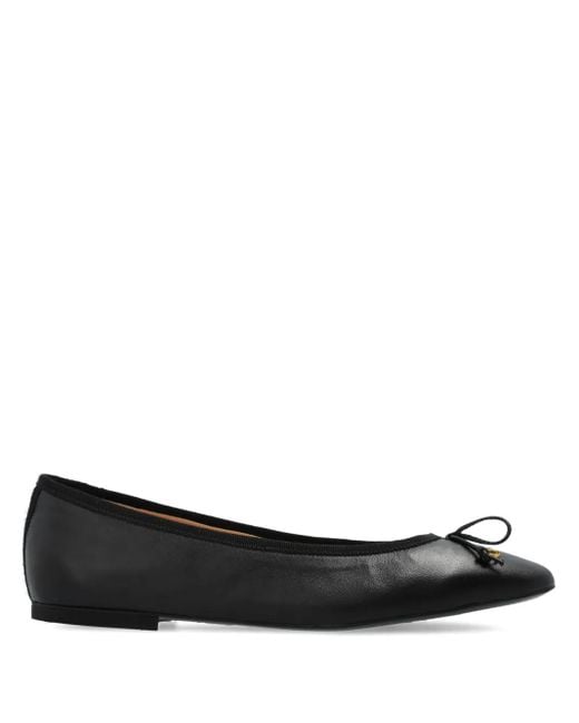 Odissi Black Leather Ballet Flats