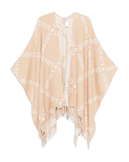 Liu Jo Cape Met Franje En Logopatroon in het White