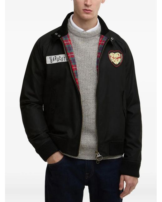 Barbour Black Appliqué Zip-Up Jacket for men