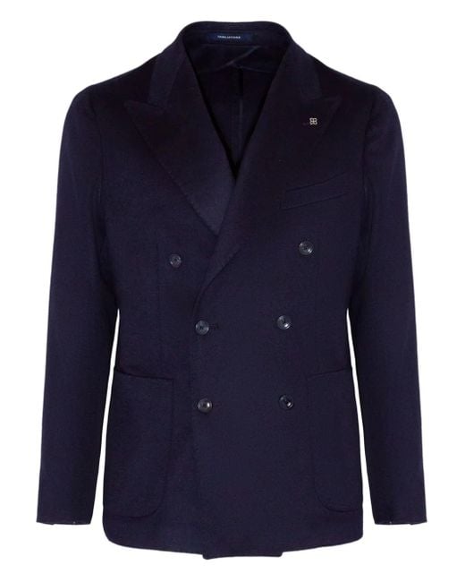 Tagliatore Blue Double-Breasted Jacket for men
