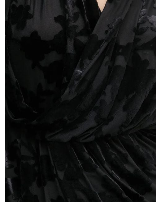 Diane von Furstenberg Black Floral Long-Sleeve Midi Dress