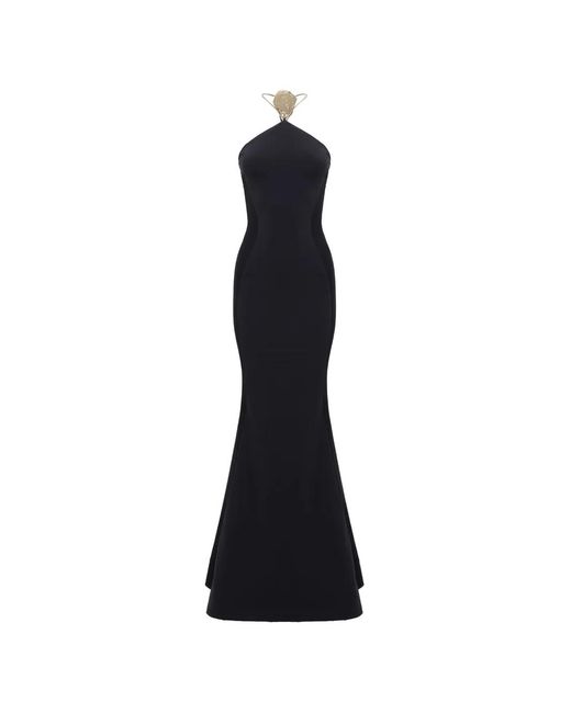 Danamé Black Halterneck Floor-Length Dress
