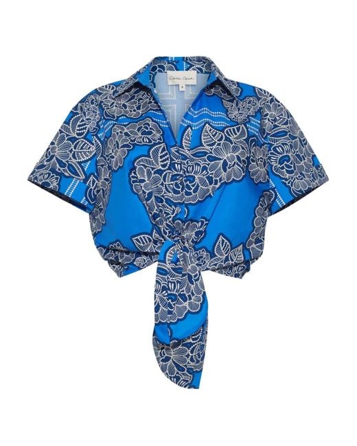 Cara Cara Blue Asbury Floral Tied Shirt