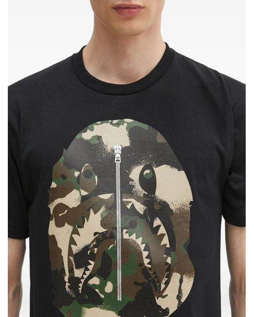 A Bathing Ape T-Shirt Met Camouflageprint En Apekop in het Black voor heren