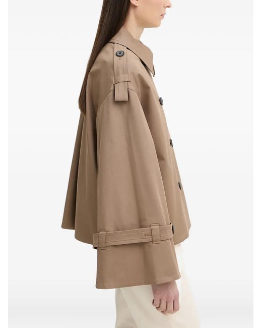 By Malene Birger Natural Double-Breasted Flared Coat