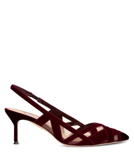 Aquazzura Brown 65Mm Slingback Velvet Pumps