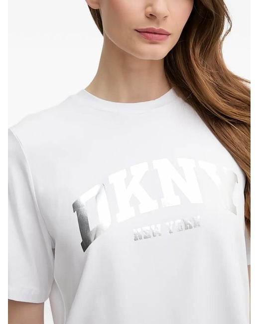 DKNY White Logo-Detail T-Shirt