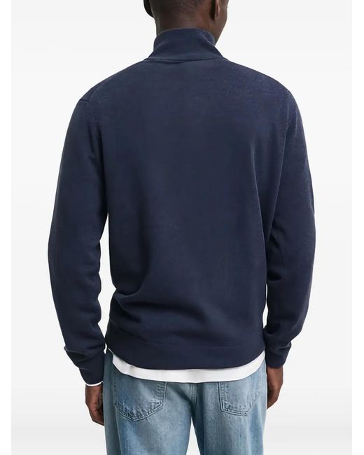 Gant Blue Half-Zip Wool Sweatshirt for men