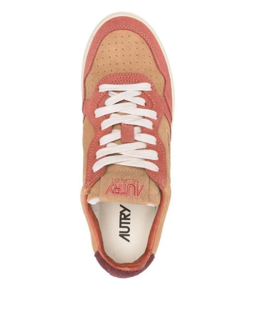 Autry Pink Medalist Low Suede Sneakers