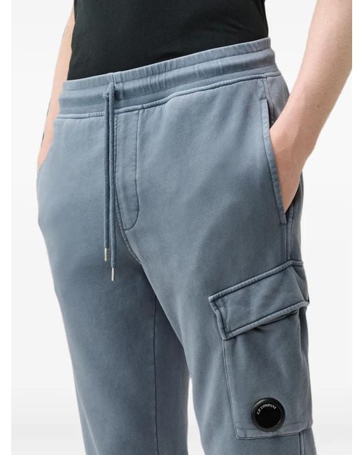 C P Company Blue Lens-Detail Cargo Track Pants for men