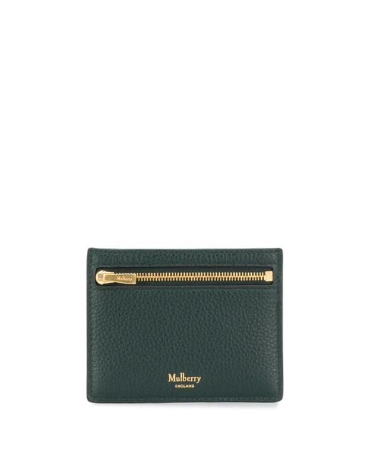 Mulberry Green Hammered Leather Cardholder With Zip Woman