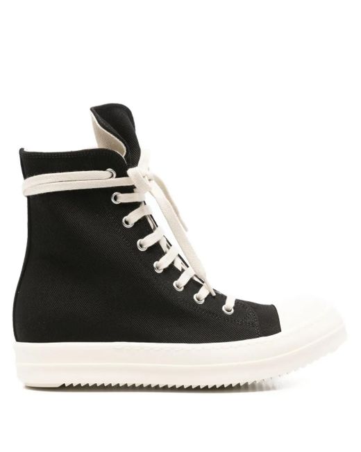 Rick Owens Black Lace-Up High-Top Sneakers