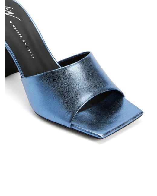 Giuseppe Zanotti Blue Solhene 85mm Leather Mules