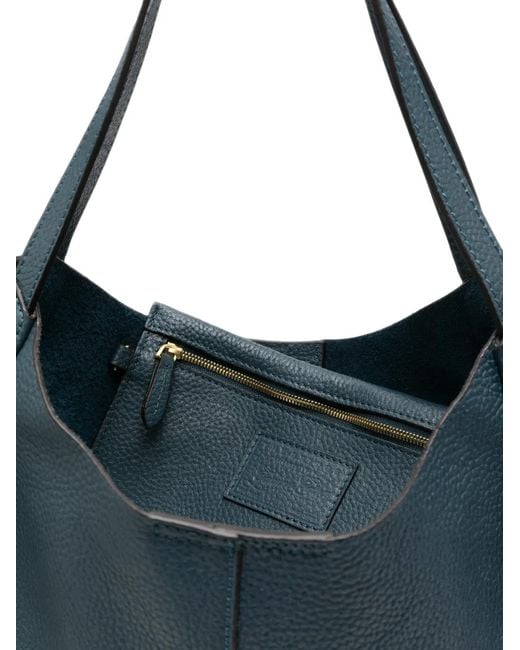 The Bridge Blue Grained-Leather Tote Bag
