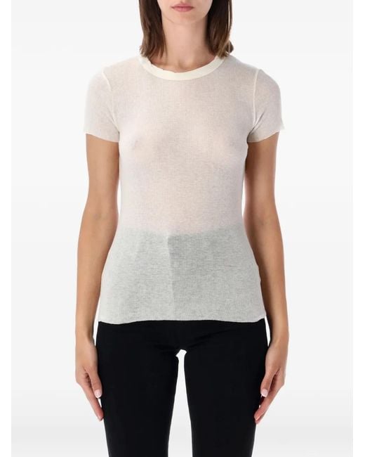 James Perse White Ribbed-Knit T-Shirt