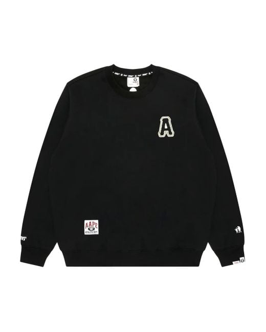 Aape By A Bathing Ape Black Athletic-Logo Sweatshirt for men