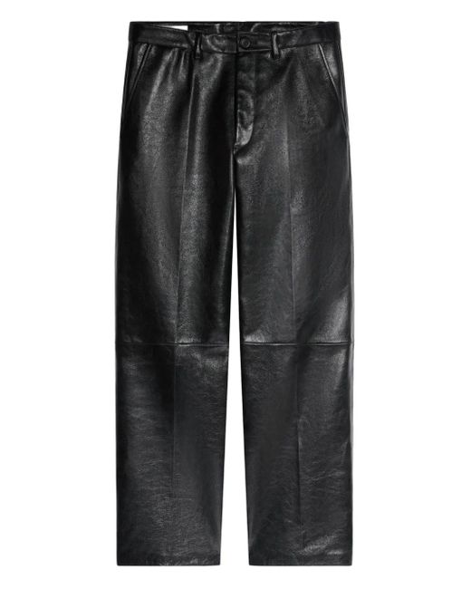 Dries Van Noten Gray Leather Trousers for men