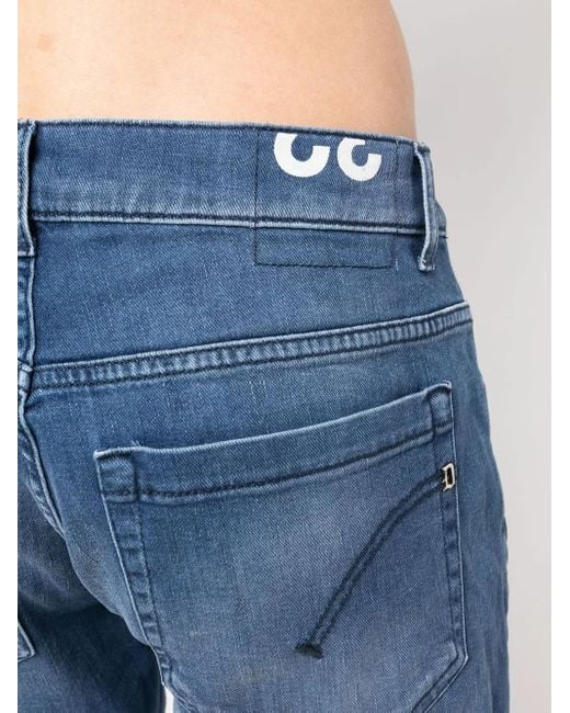 Dondup Blue Whiskering-Effect Denim Jeans for men