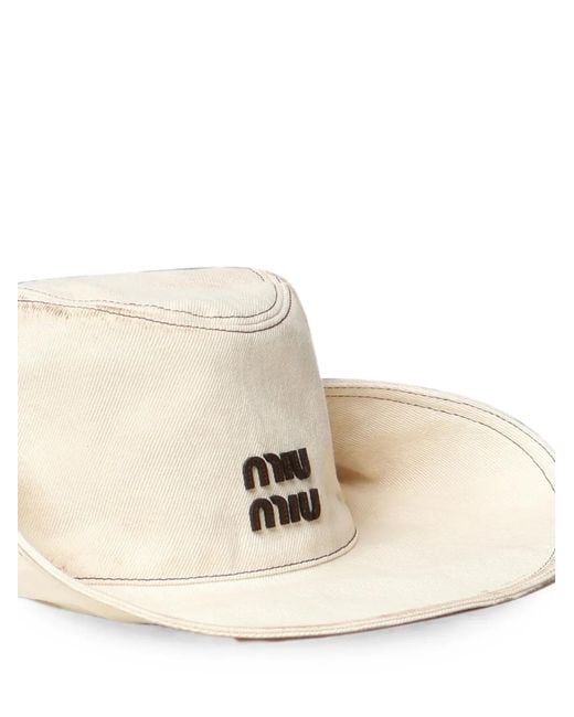 Miu Miu Natural Logo-Detail Hat