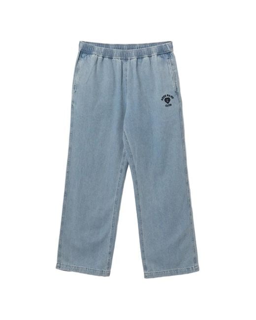 AAPE BY A BATHING AP Blue Heart Logo Embroidered Jeans