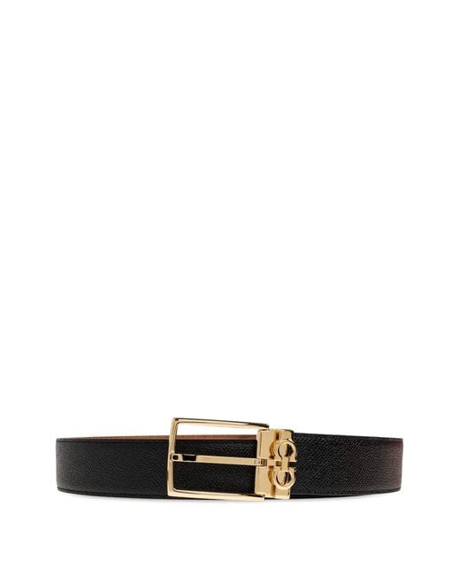 Ferragamo White Gancini Grained-Leather Belt for men