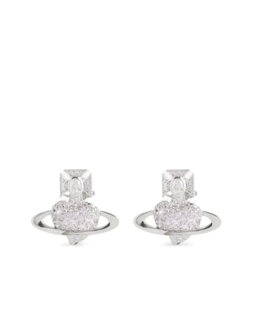 Vivienne Westwood White Valentine's Agnatha Orb-Embellished Earrings