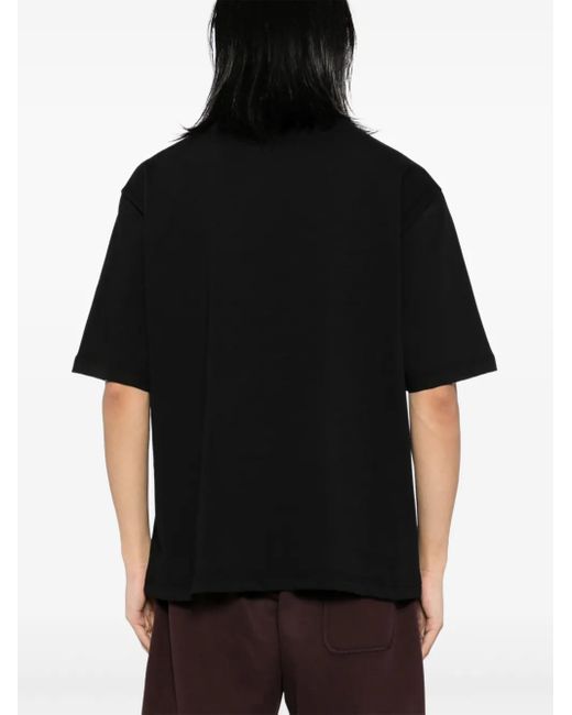 Riocam Black Car-Embroidered T-Shirt for men