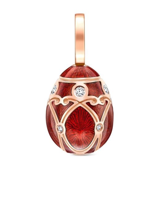 Breloque Heritage Egg en or rose 18ct Faberge en coloris Red