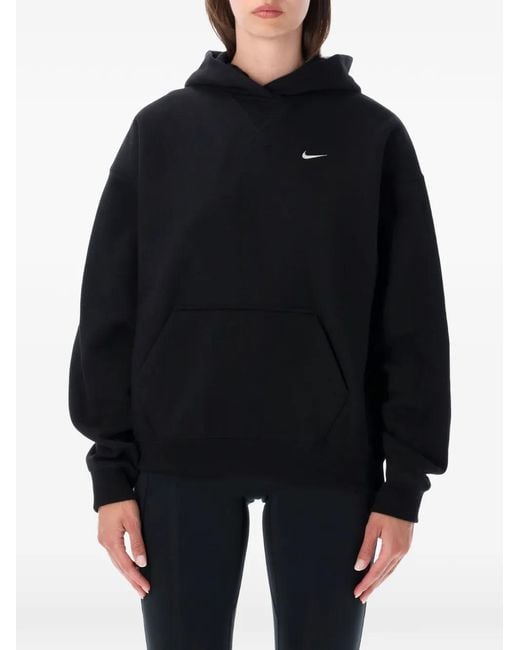 Nike Black Logo-Embroidered Hoodie