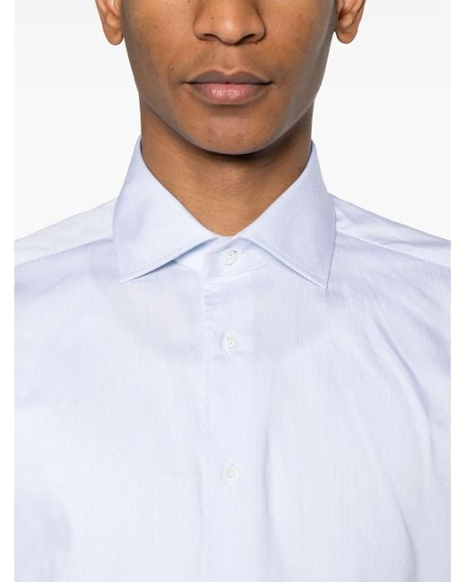 Corneliani White Pointed-Collar Cotton Shirt for men