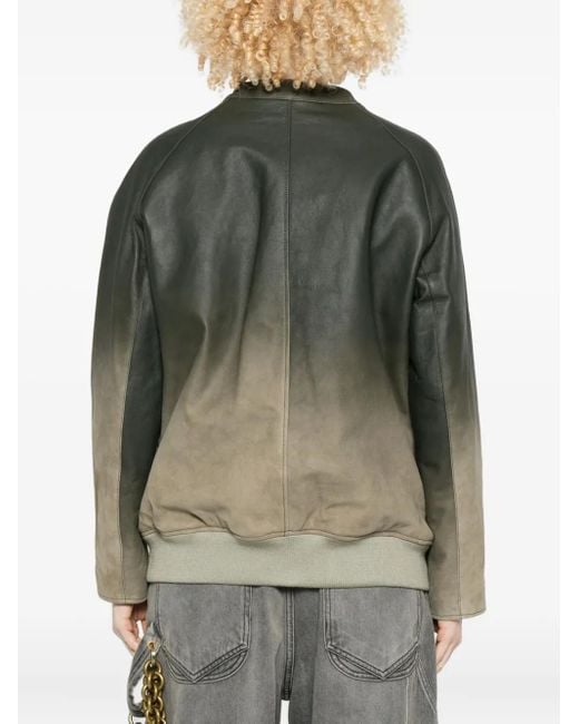 Arma Green Ombre Zip-Front Leather Jacket
