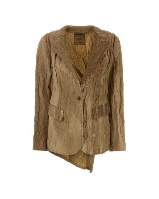 Uma Wang Natural Kylie Buttoned Asymmetric Blazer