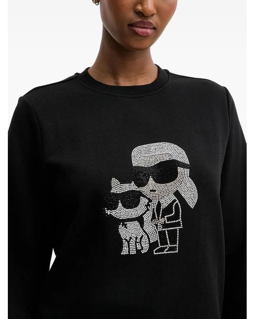 Karl Lagerfeld Black Crystal-Embellished Sweatshirt